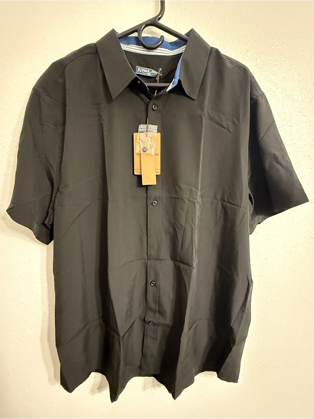 PJ Paul Jones Button Up Shirt Mens 2XL Black Stretch Casual NEW